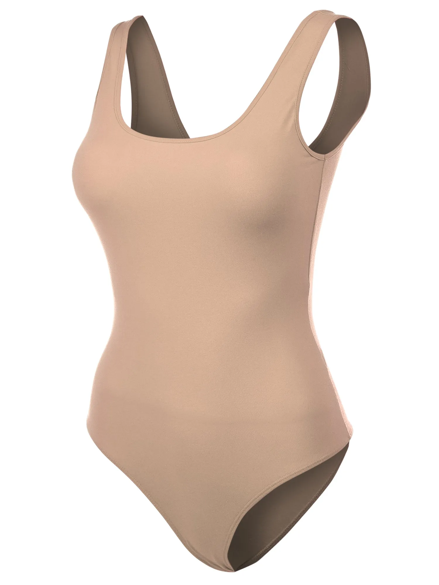 Scoop Neck Sleeveless Stretch Cotton Bodysuit Tank Top (FWT1198)