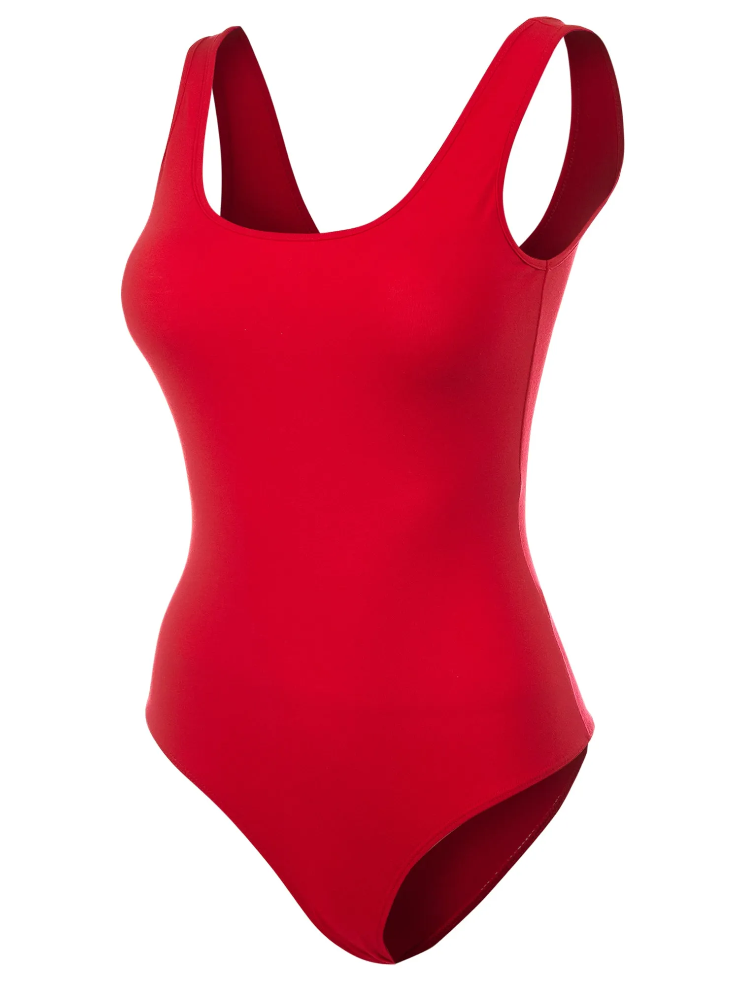 Scoop Neck Sleeveless Stretch Cotton Bodysuit Tank Top (FWT1198)