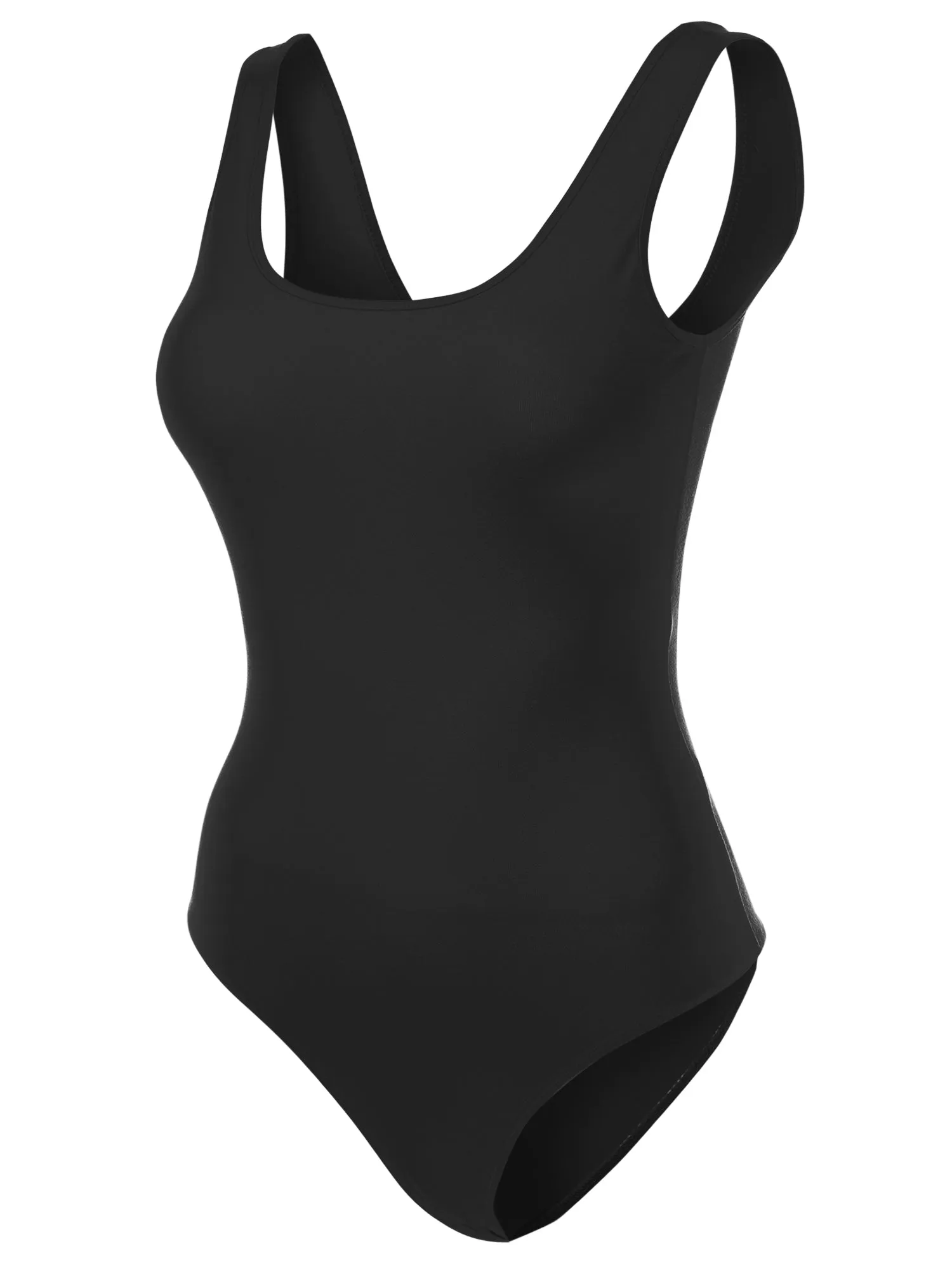 Scoop Neck Sleeveless Stretch Cotton Bodysuit Tank Top (FWT1198)