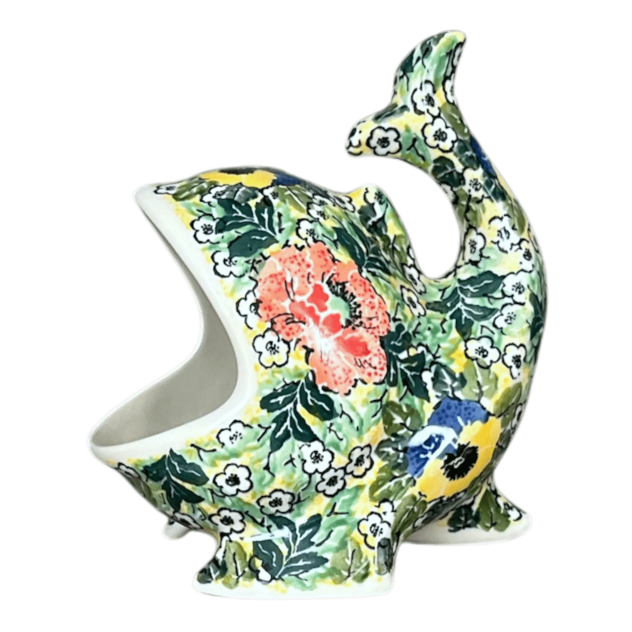 Scrubby Holder, Fish Shaped, 6.75" in "Tropical Love" by Ceramika Artystyczna | AF28-U4705