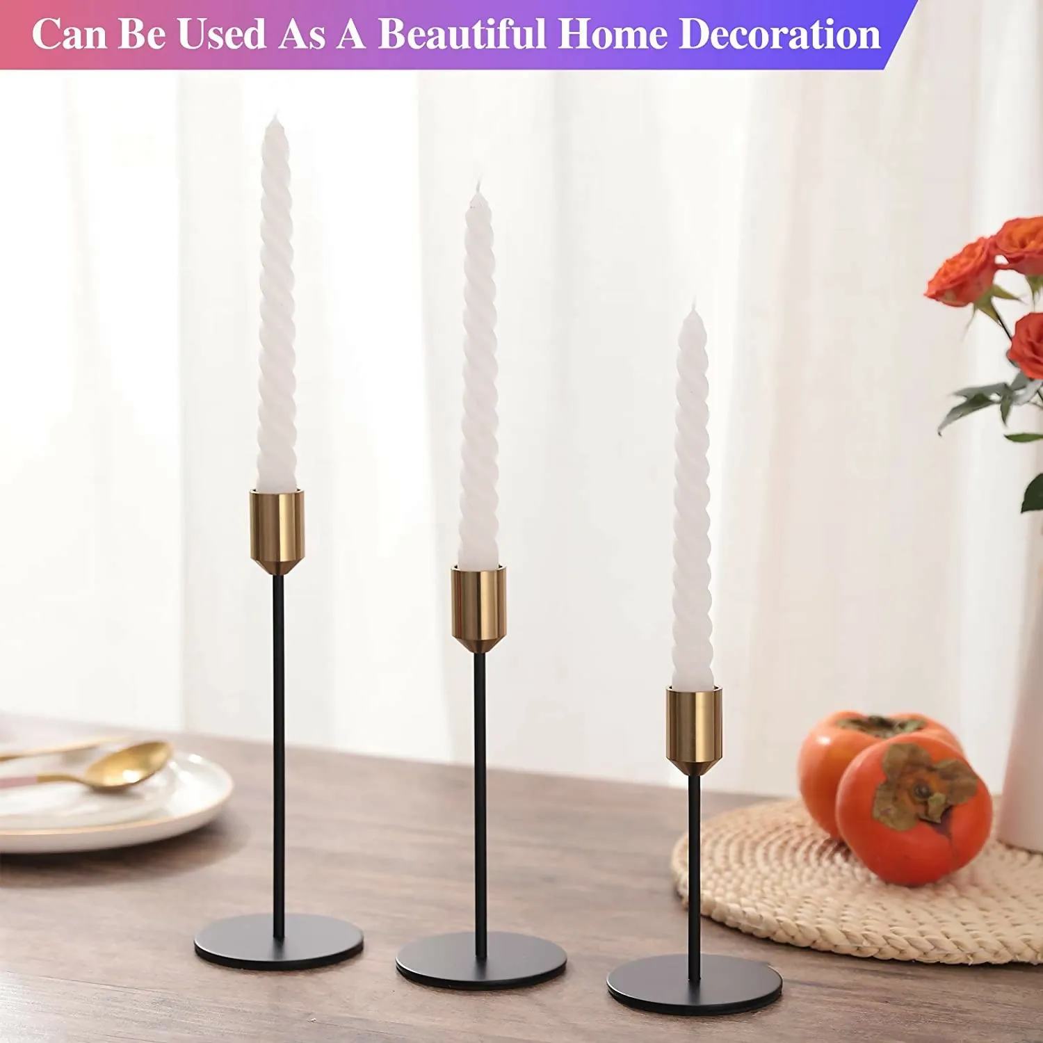 Set of 3 Metal Candle Holder-Golden Cups(2102)
