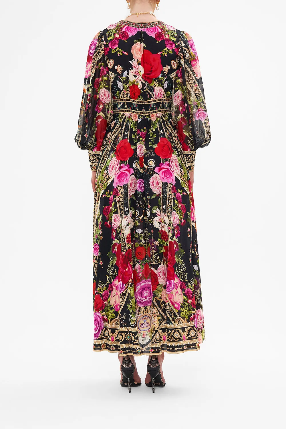SHAPED WAISTBAND DRESS WITH GATHERED SLEEVES RESERVATION FOR LOVE