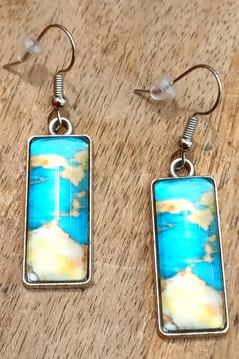 Shianna Turquoise Rectangle Earrings