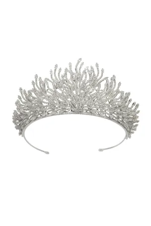 Silver Feather Shaped Zirconia Crown