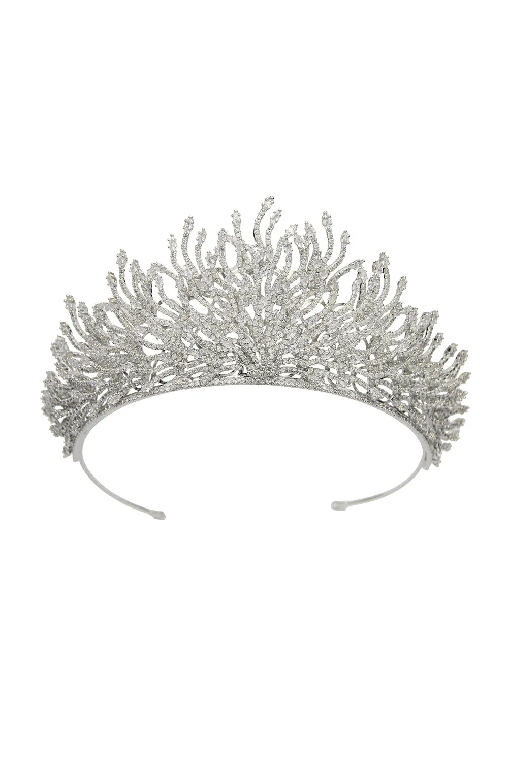 Silver Feather Shaped Zirconia Crown