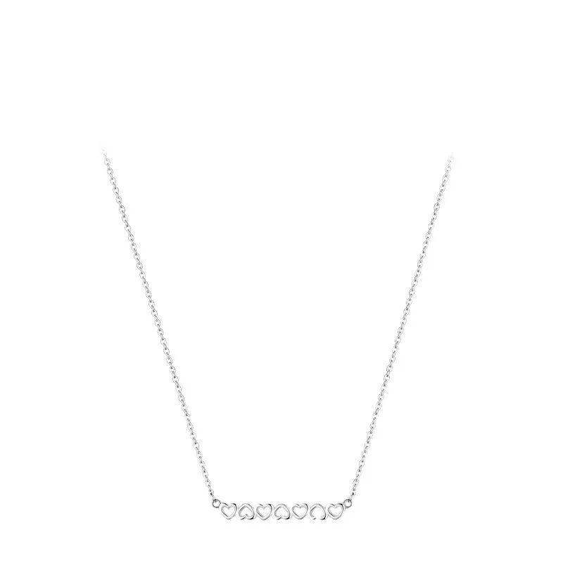 Simple Heart-shaped Hollow Cross-border Sterling Silver Necklace