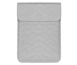 Sleek Men's Slim Leather Laptop Sleeve- Ash