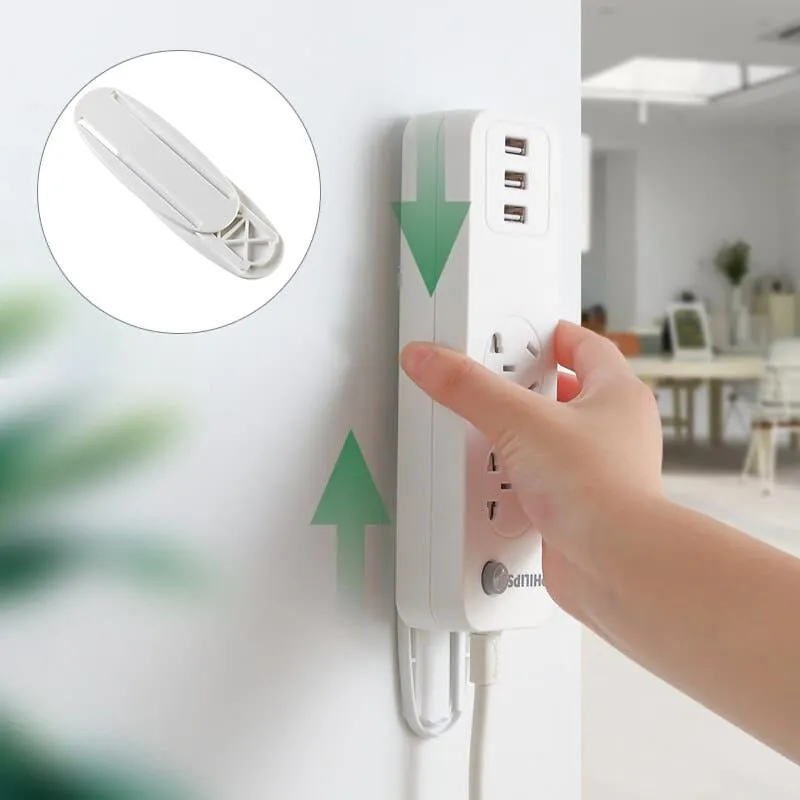 Socket Fixer, Self-Adhesive Power Strip Holder, Wall Mounted Sticker Household, Plug-in Line Board Holder