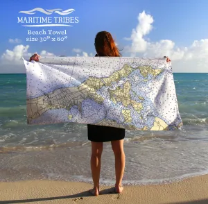 Southold / Shelter Island, Nautical Chart Quick Dry Towel