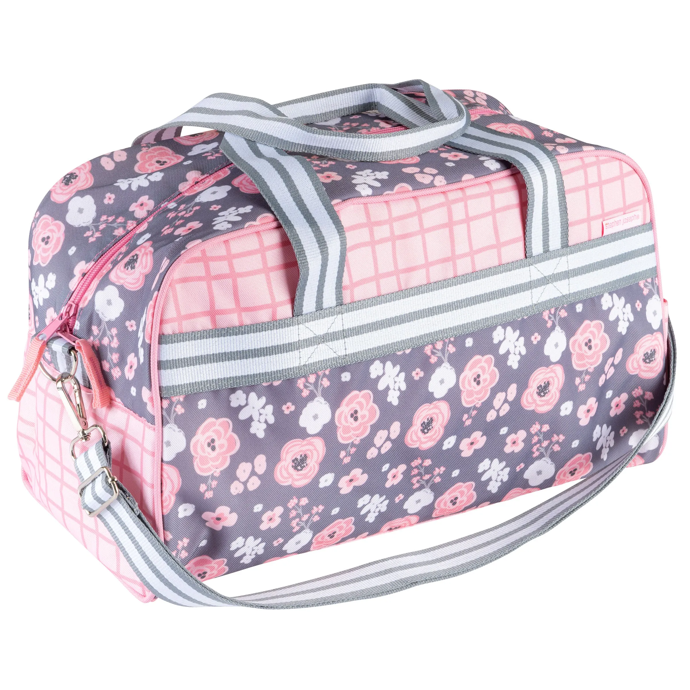 Stephen Joseph All Over Print Kid's Duffle Bag, Charcoal Flower
