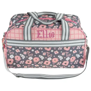 Stephen Joseph All Over Print Kid's Duffle Bag, Charcoal Flower