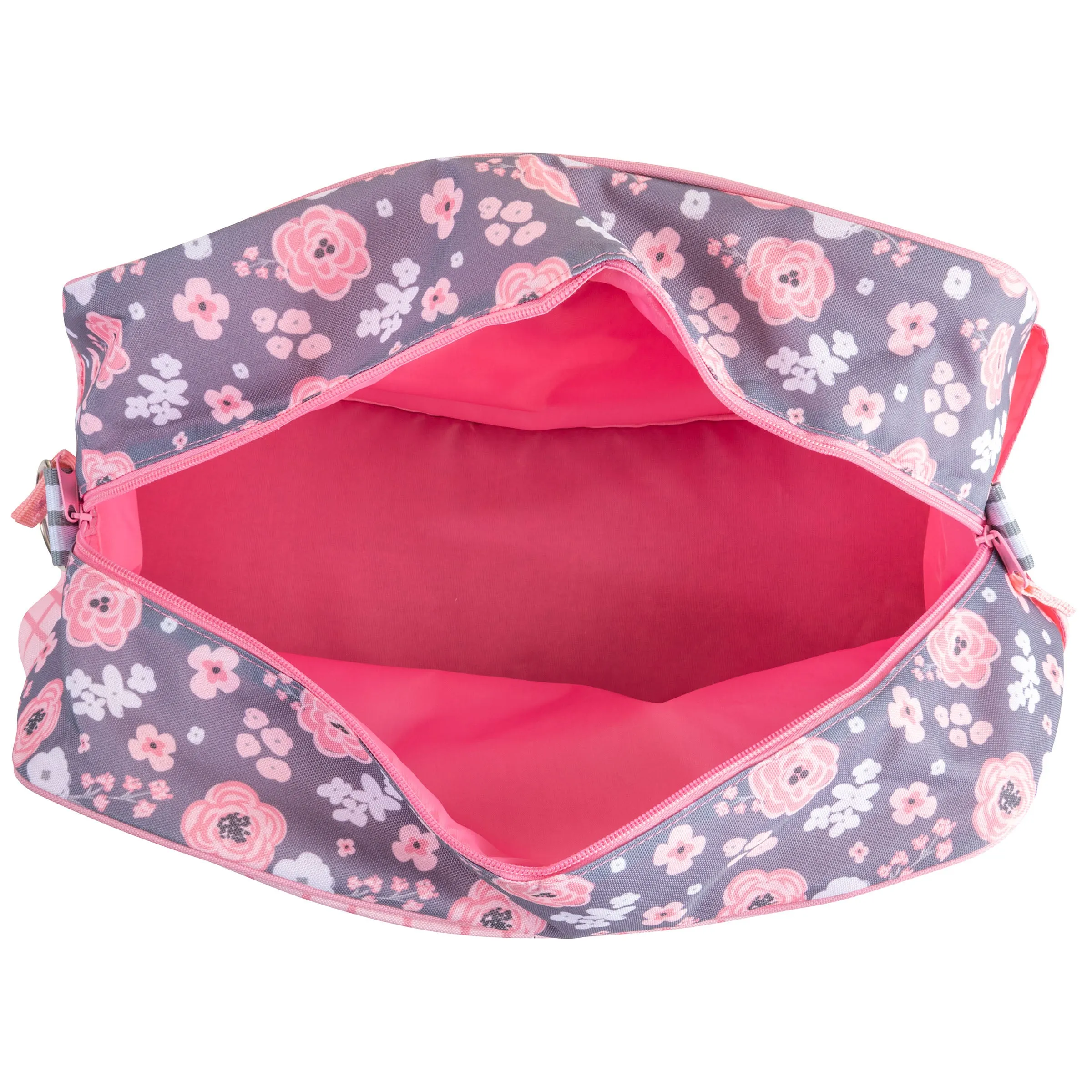 Stephen Joseph All Over Print Kid's Duffle Bag, Charcoal Flower
