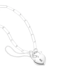 Sterling Silver 45cm Heart Padlock Necklace