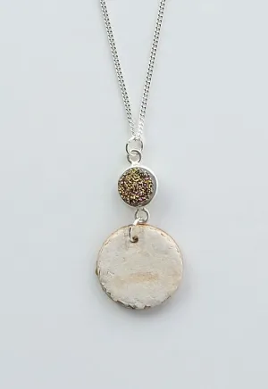 Sterling Silver Birch Bark necklace with violet druzy