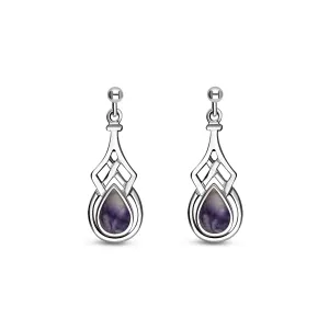 Sterling Silver Celtic Pear Blue John Drop Earrings