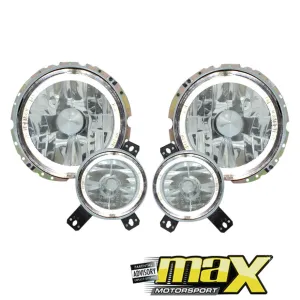 Suitable To Fit - VW Golf 1 Crystal CCFL Angel Eye Headlights Inner & Outers