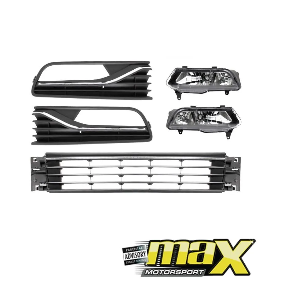 Suitable To Fit - VW Polo 6 TSI Fog Lamp Covers With Center Grille (5-Piece)