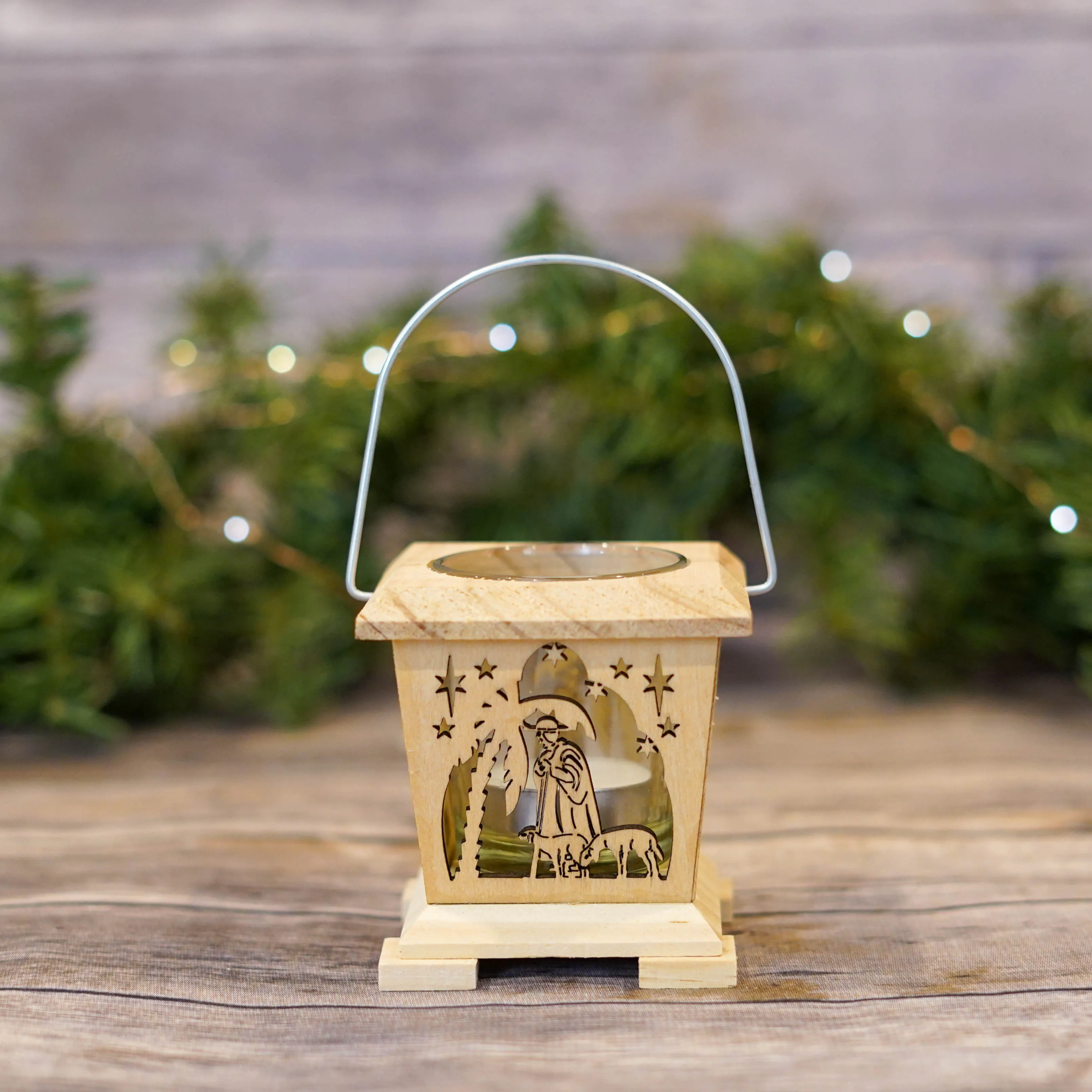 Tea Light Lantern with 3 Kings and Shepherds