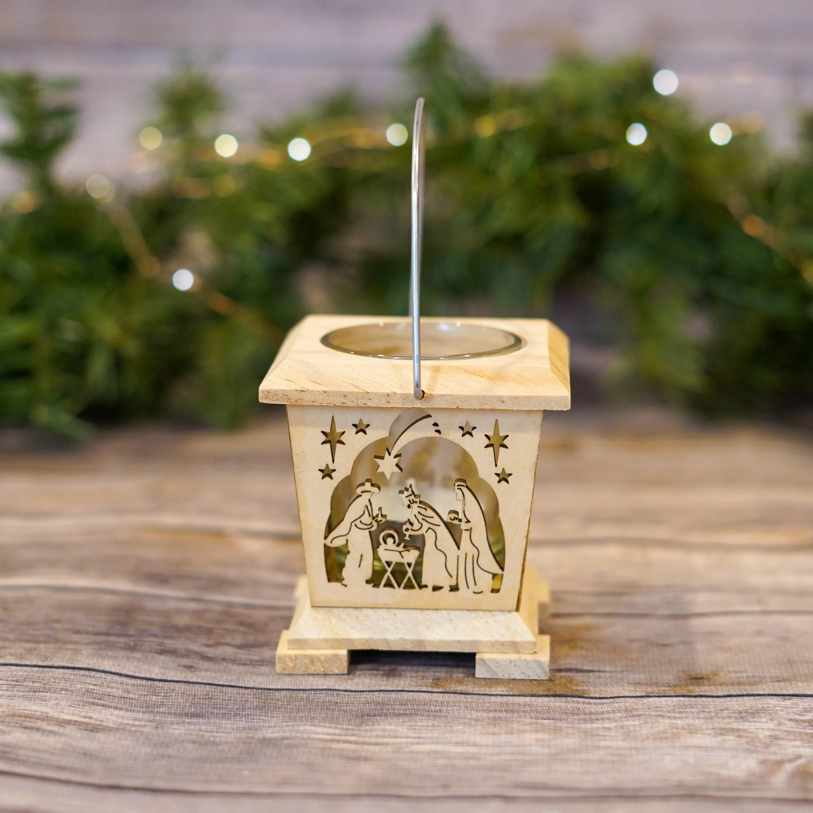 Tea Light Lantern with 3 Kings and Shepherds