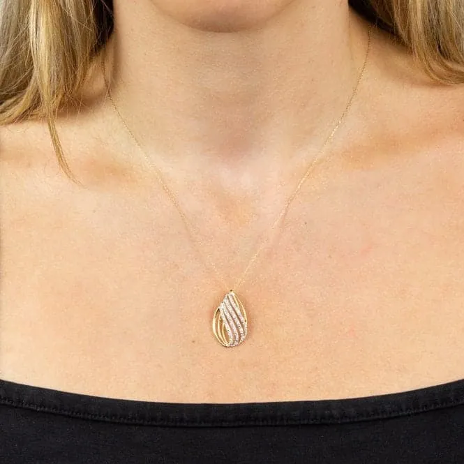 Teardop Shaped Diamonds Yellow Gold Pendant GP2273