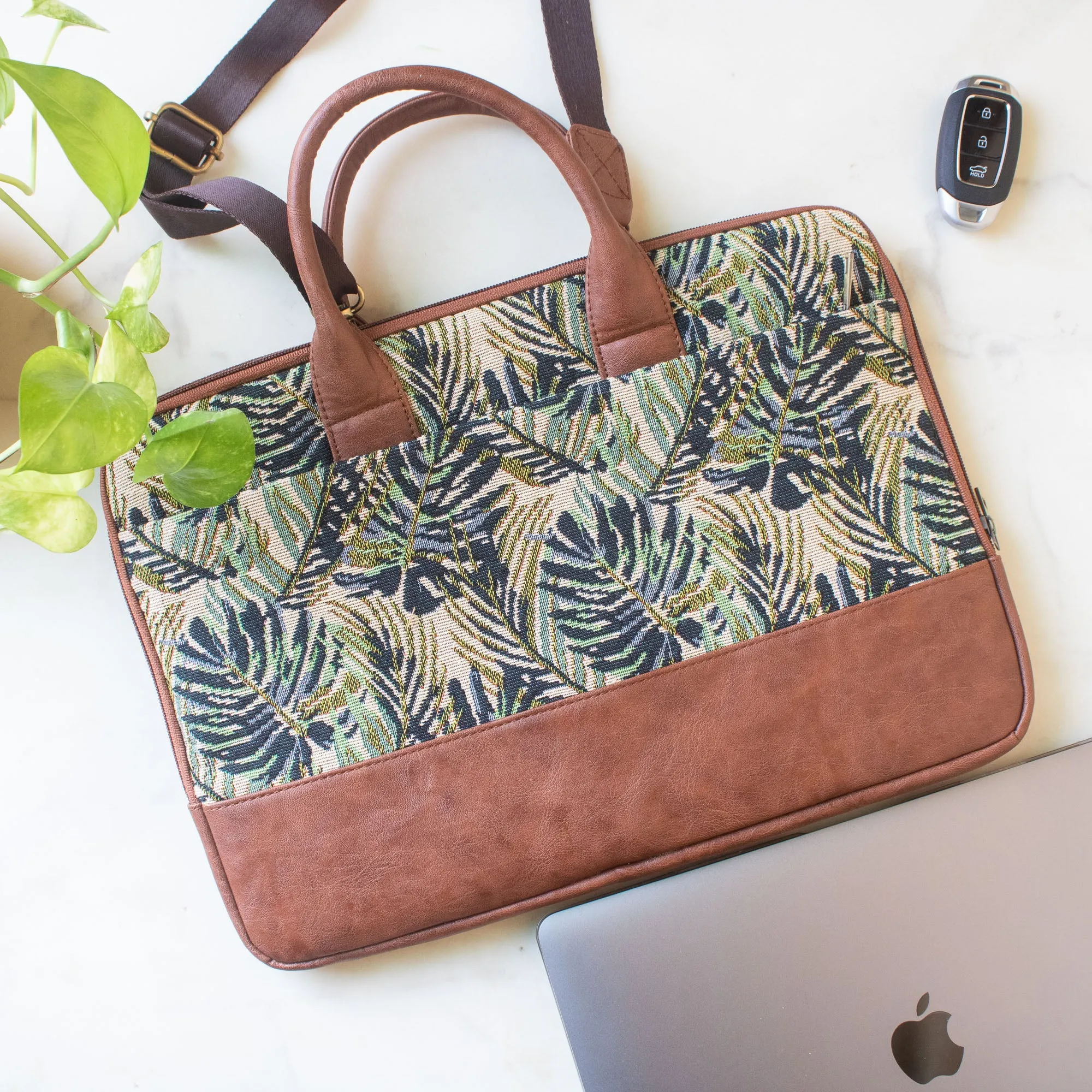 Theo Sleek Laptop Bag (Green Maple)