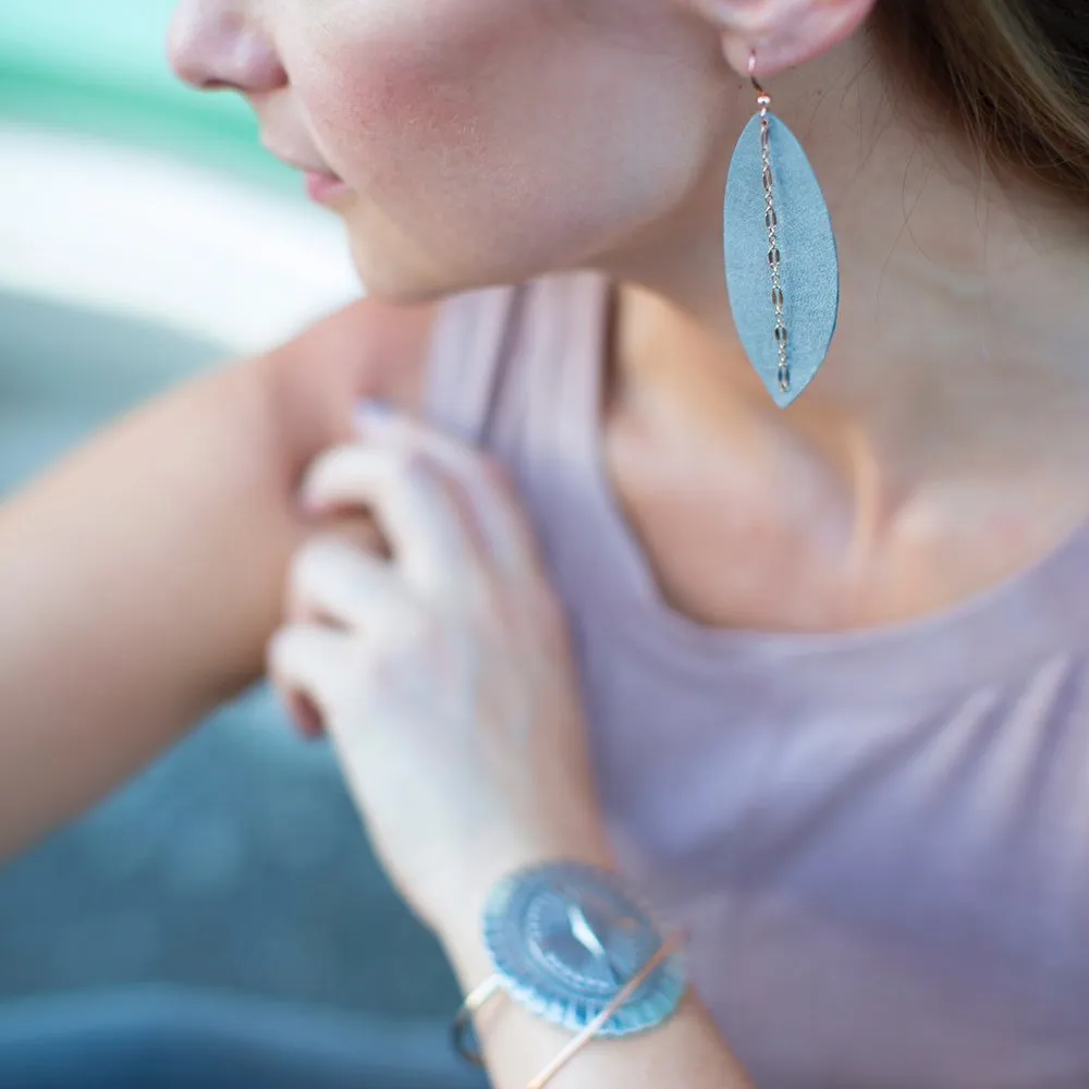 Touch of Grey Linked Leather Earrings ©