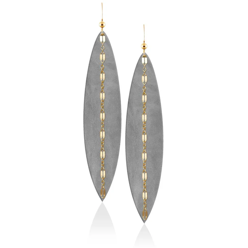 Touch of Grey Linked Leather Earrings ©