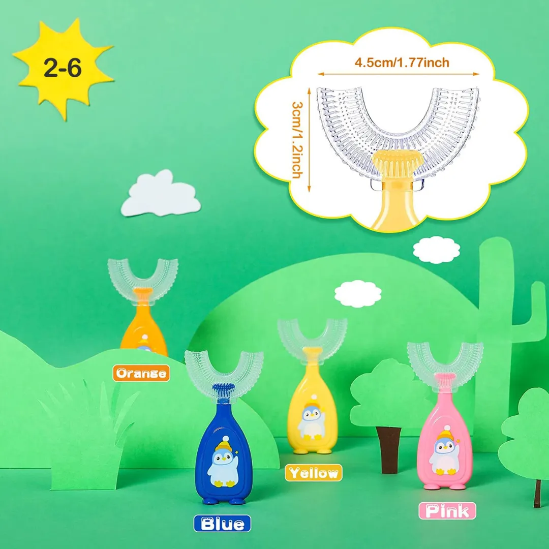 U Shaped Toothbrush for Kids, Soft Brush Head, Food Grade Material (2-6 Years)