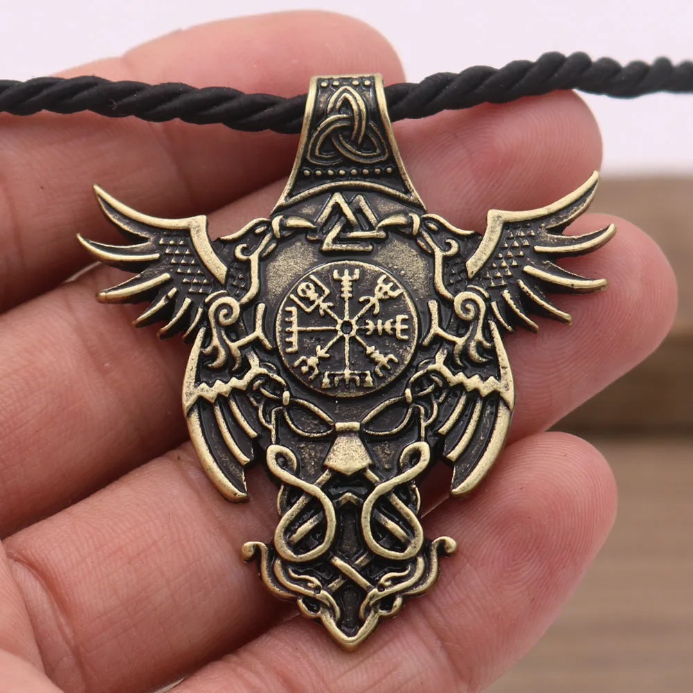 Viking Pirate Odin Rune Alloy Necklace Pendant for Men - Nordic Legend Collection