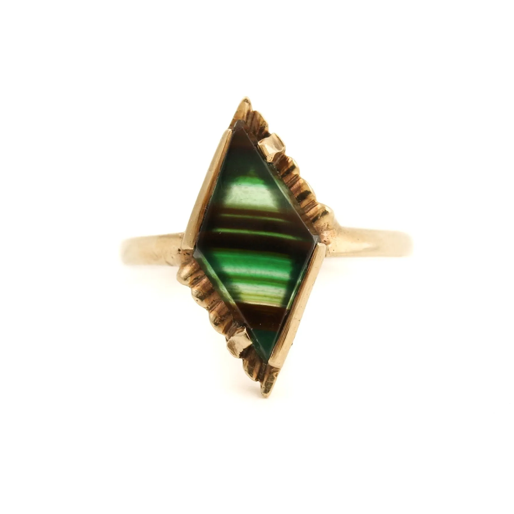 Vintage 10K Gold Fluorite Ring 7