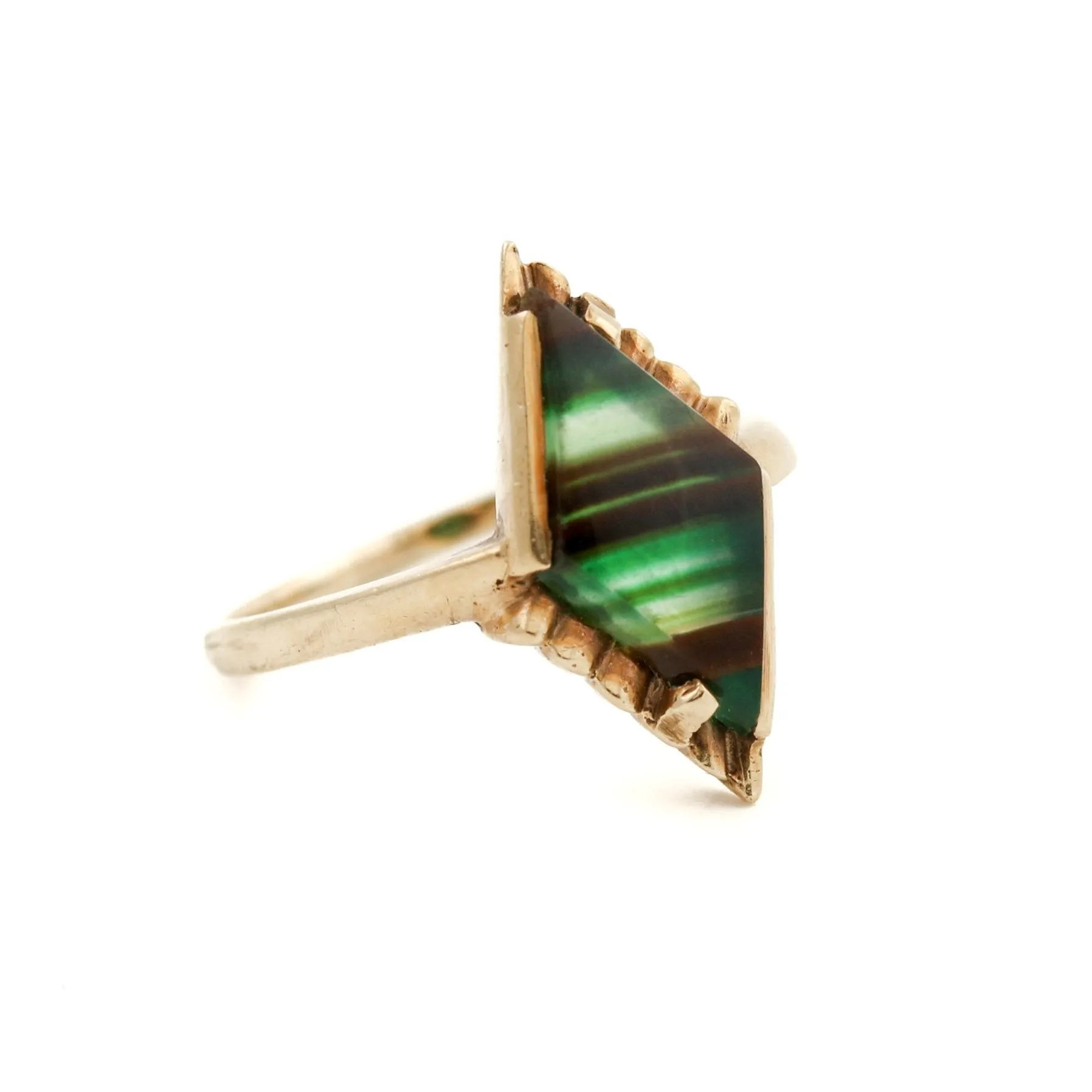 Vintage 10K Gold Fluorite Ring 7