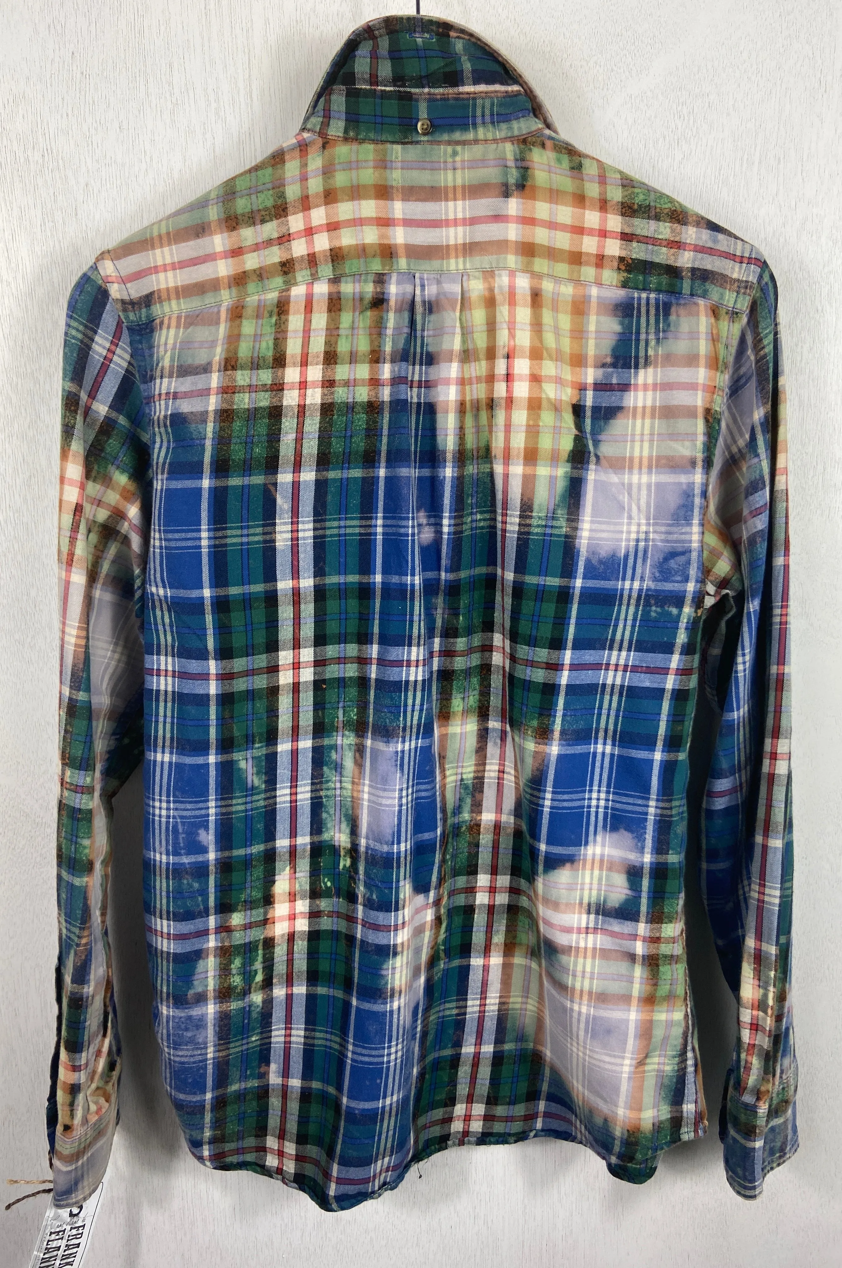 Vintage Royal Blue, Green and Rust Lightweight Cotton Size Small
