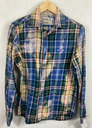 Vintage Royal Blue, Green and Rust Lightweight Cotton Size Small