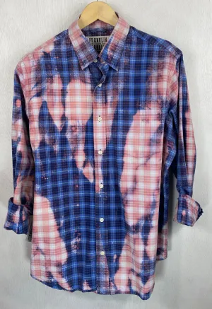 Vintage Royal Blue, Pink and White Lightweight Cotton Size Medium