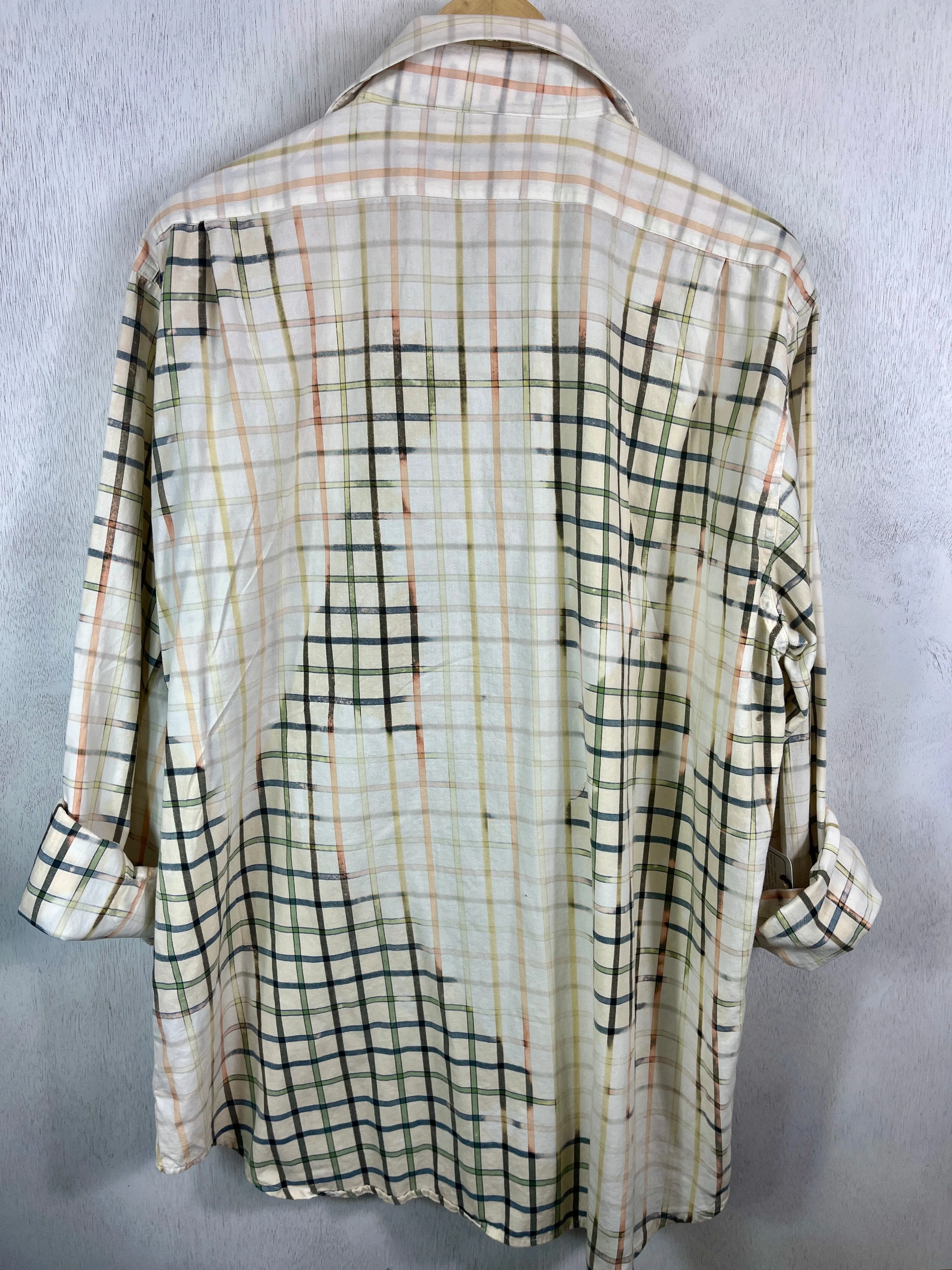 Vintage Sage, White and Light Yellow Lightweight Cotton Size XXL