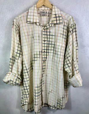 Vintage Sage, White and Light Yellow Lightweight Cotton Size XXL