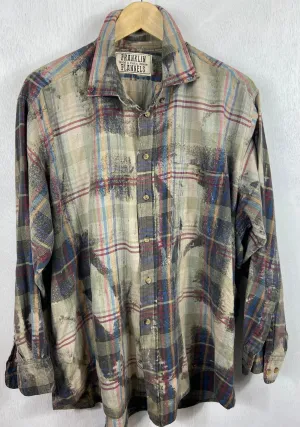 Vintage Taupe, Burgundy, and Blue Lightweight Cotton Size XL