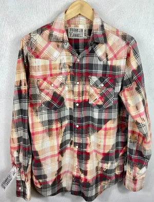 Vintage Western Style Red, Grey, Pink and Cream Lightweight Cotton Size Medium