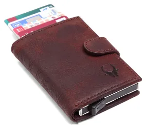 WildHorn® RFID Protected Unisex Genuine Leather Card Holder (Wine RED)
