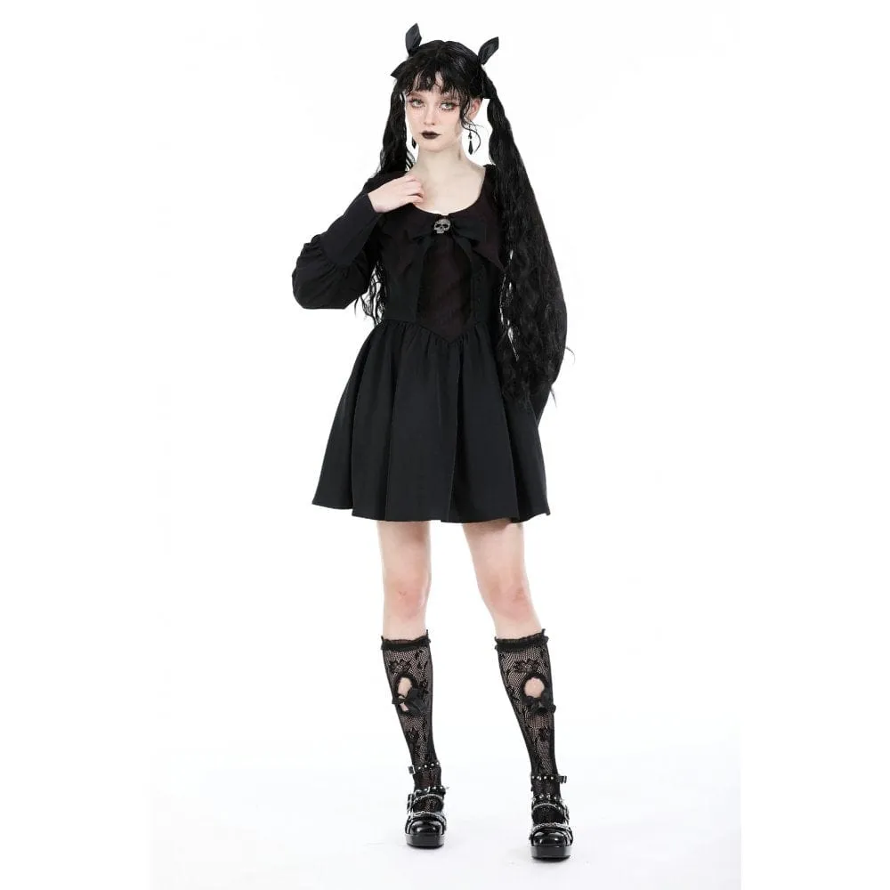 Women's Gothic Puff Sleeved Skull Dress