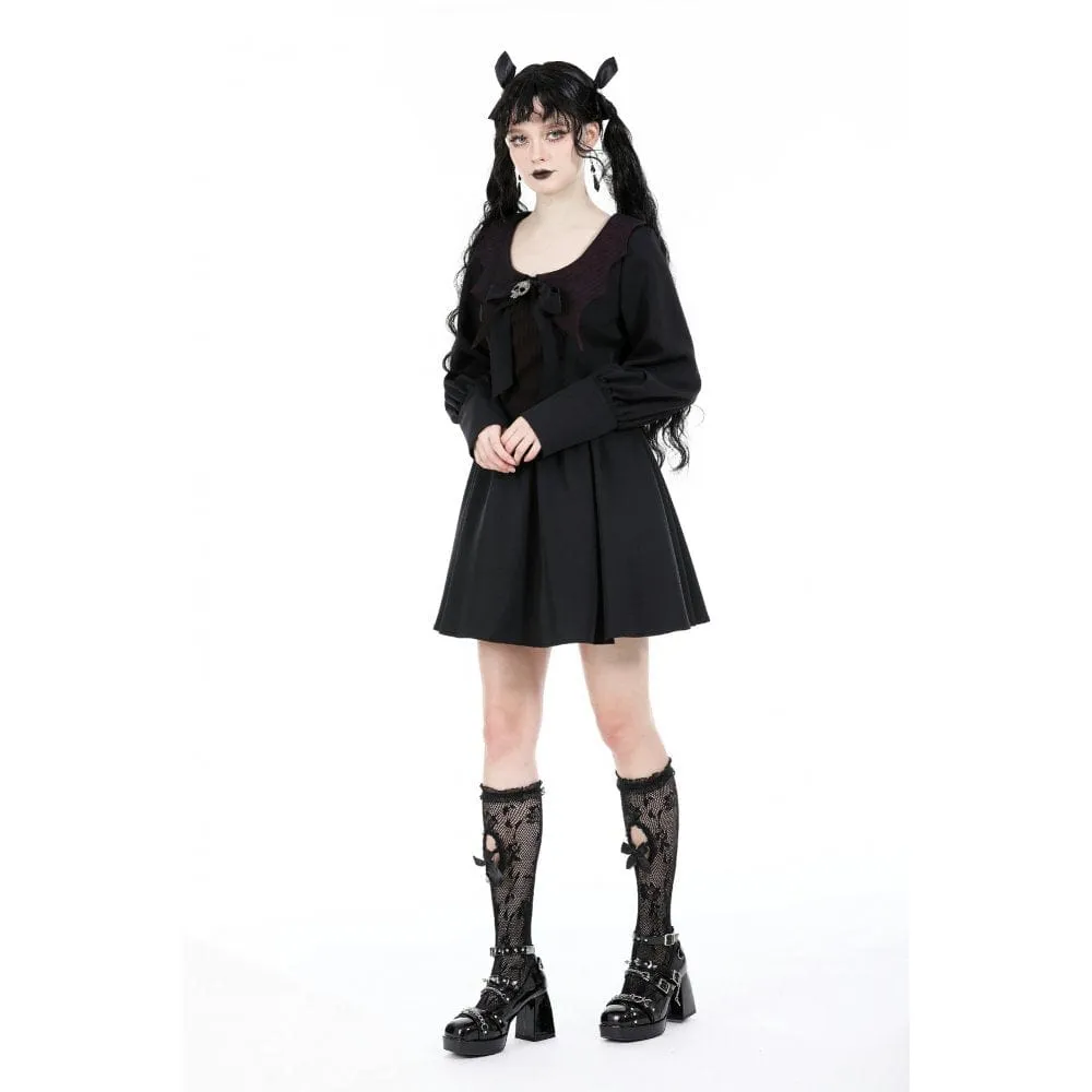Women's Gothic Puff Sleeved Skull Dress