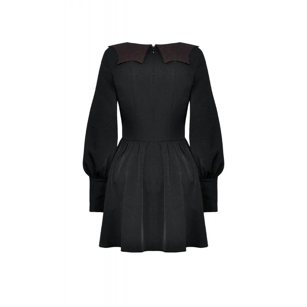Women's Gothic Puff Sleeved Skull Dress