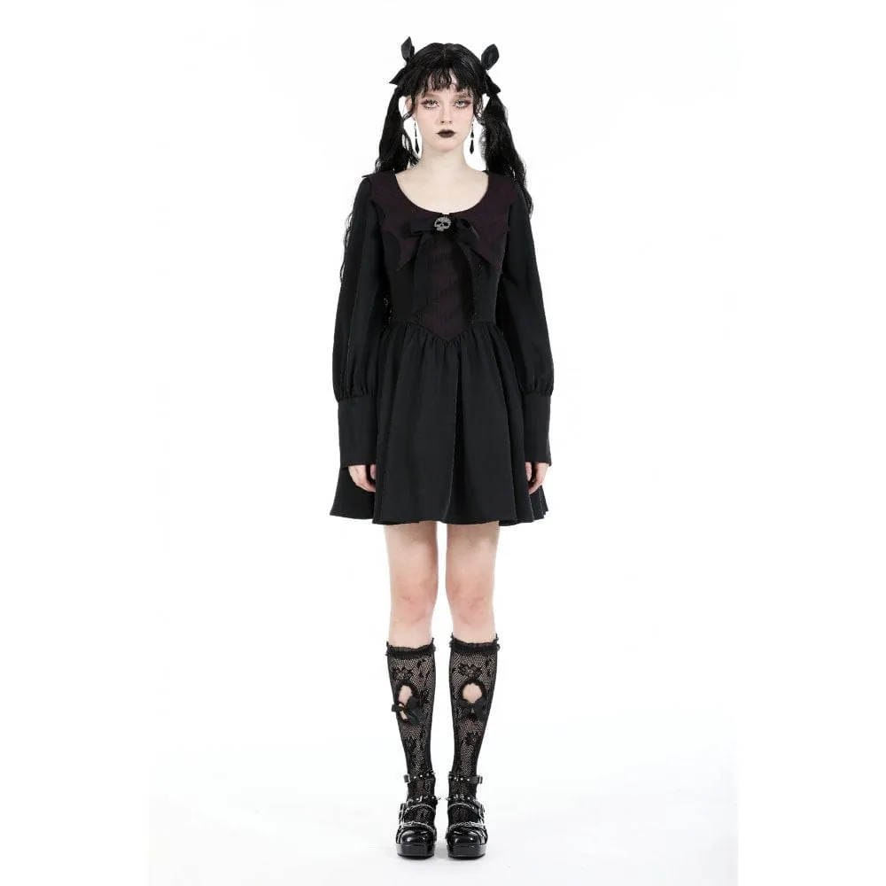 Women's Gothic Puff Sleeved Skull Dress