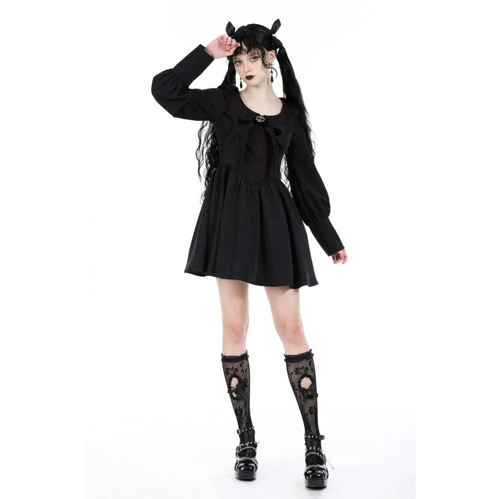 Women's Gothic Puff Sleeved Skull Dress