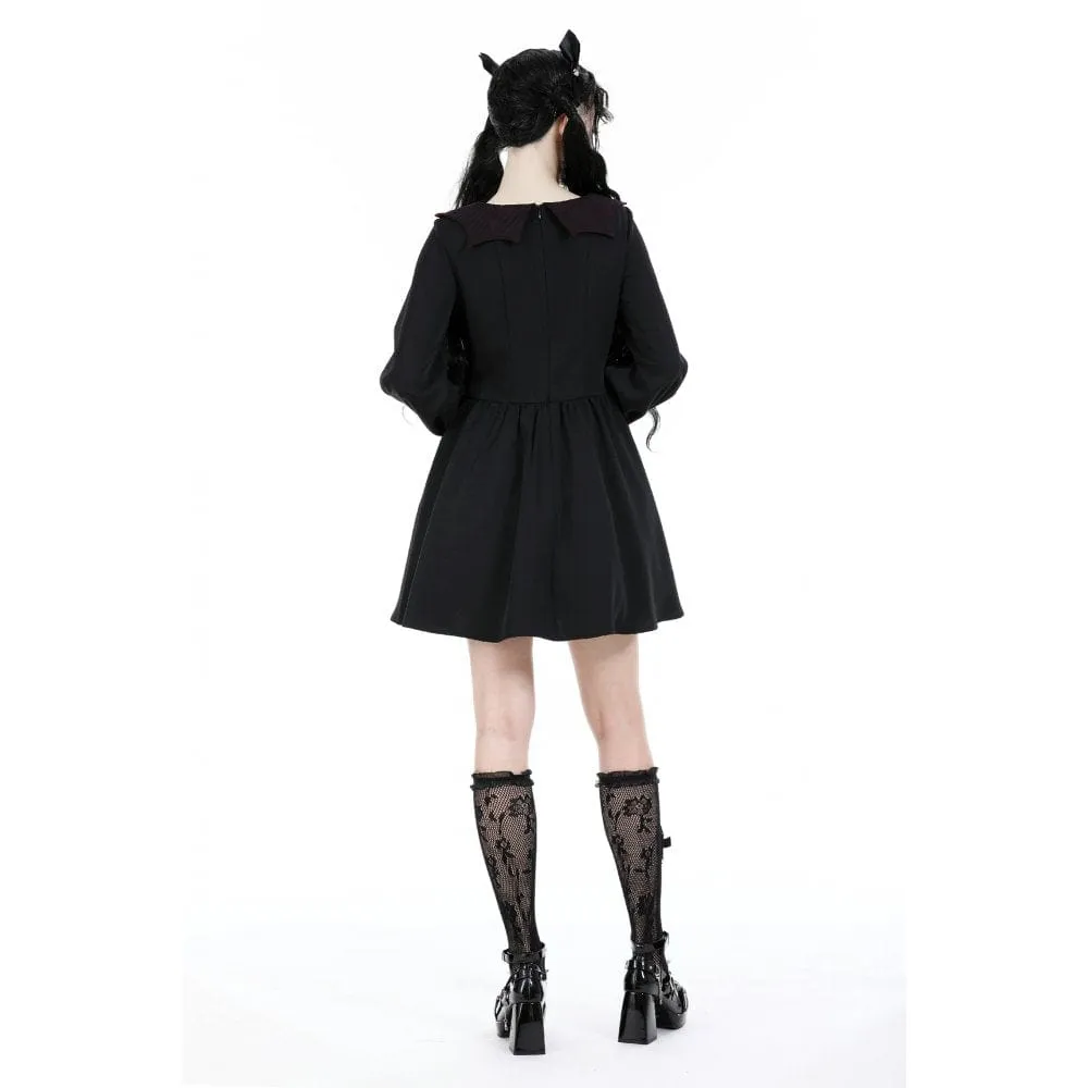 Women's Gothic Puff Sleeved Skull Dress