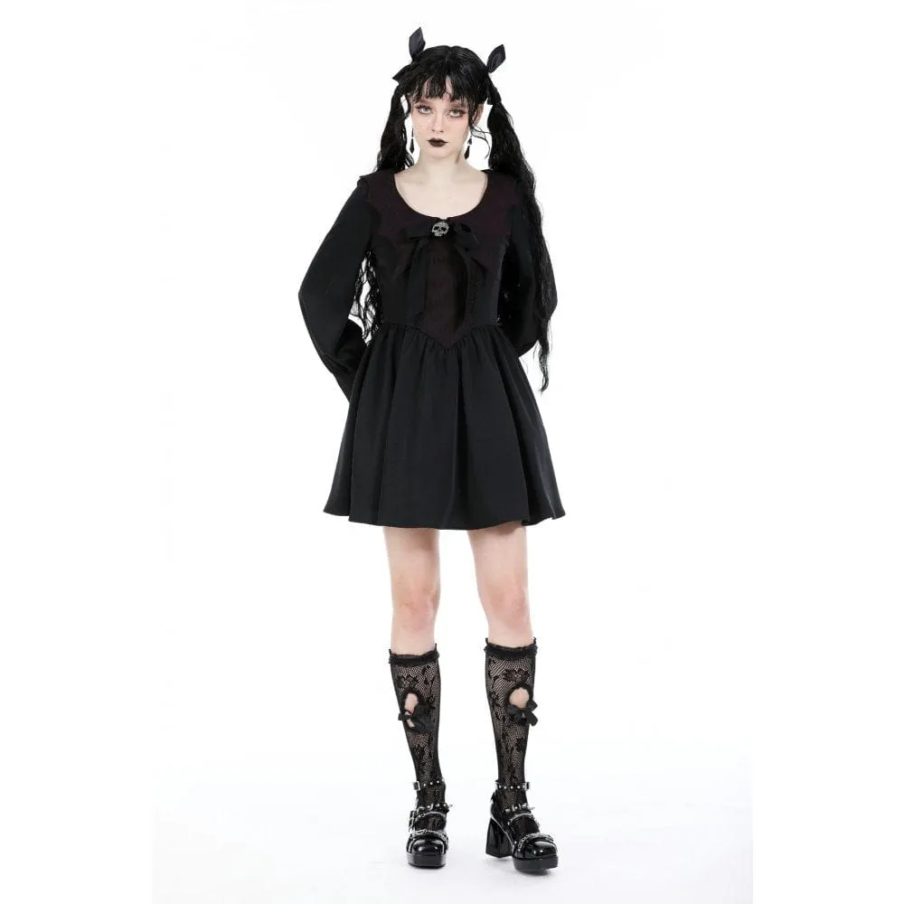 Women's Gothic Puff Sleeved Skull Dress