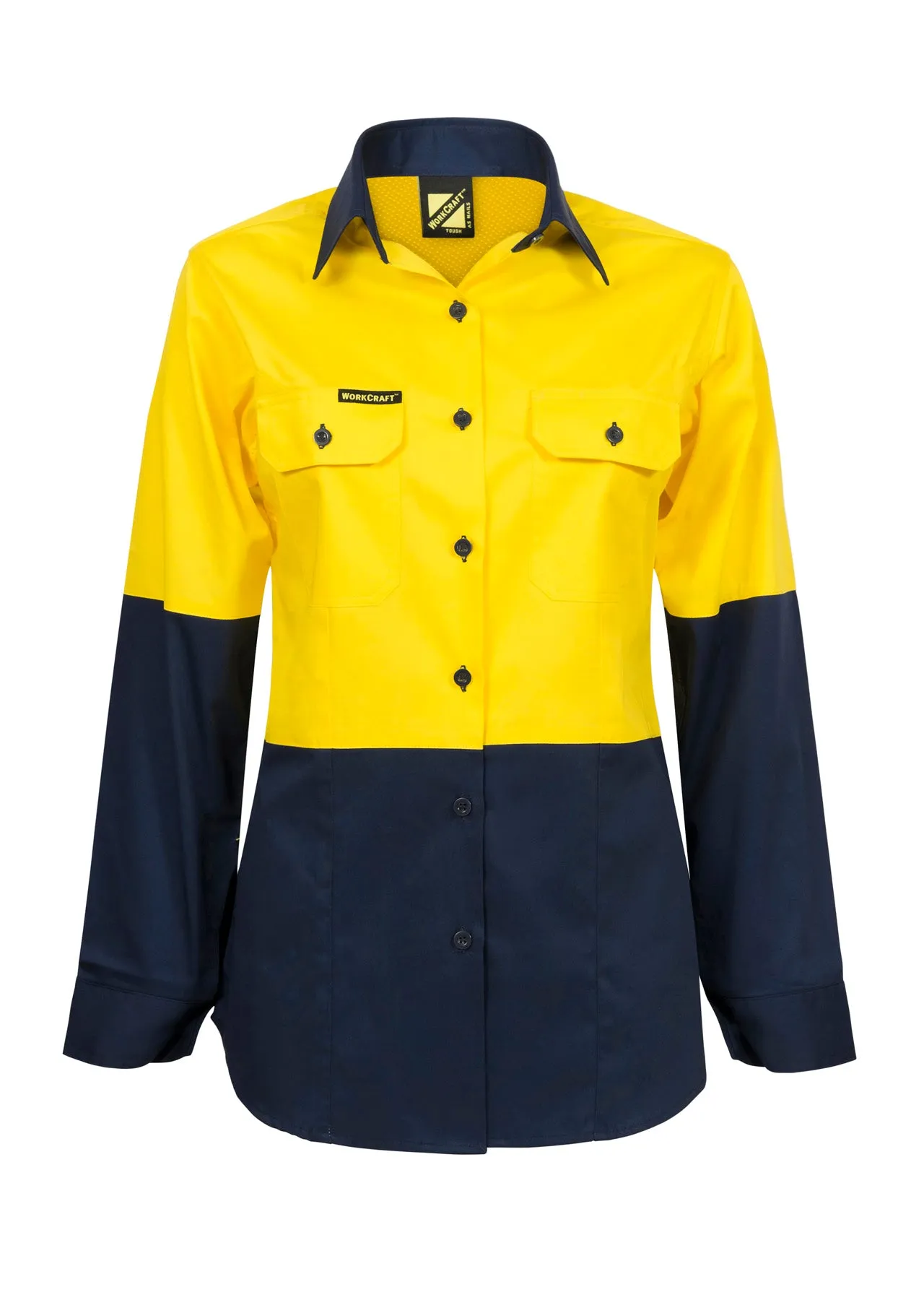 Womens Hi Vis Lightweight Long Sleeve Vented Cotton Drill Shirt (NC-WSL502)