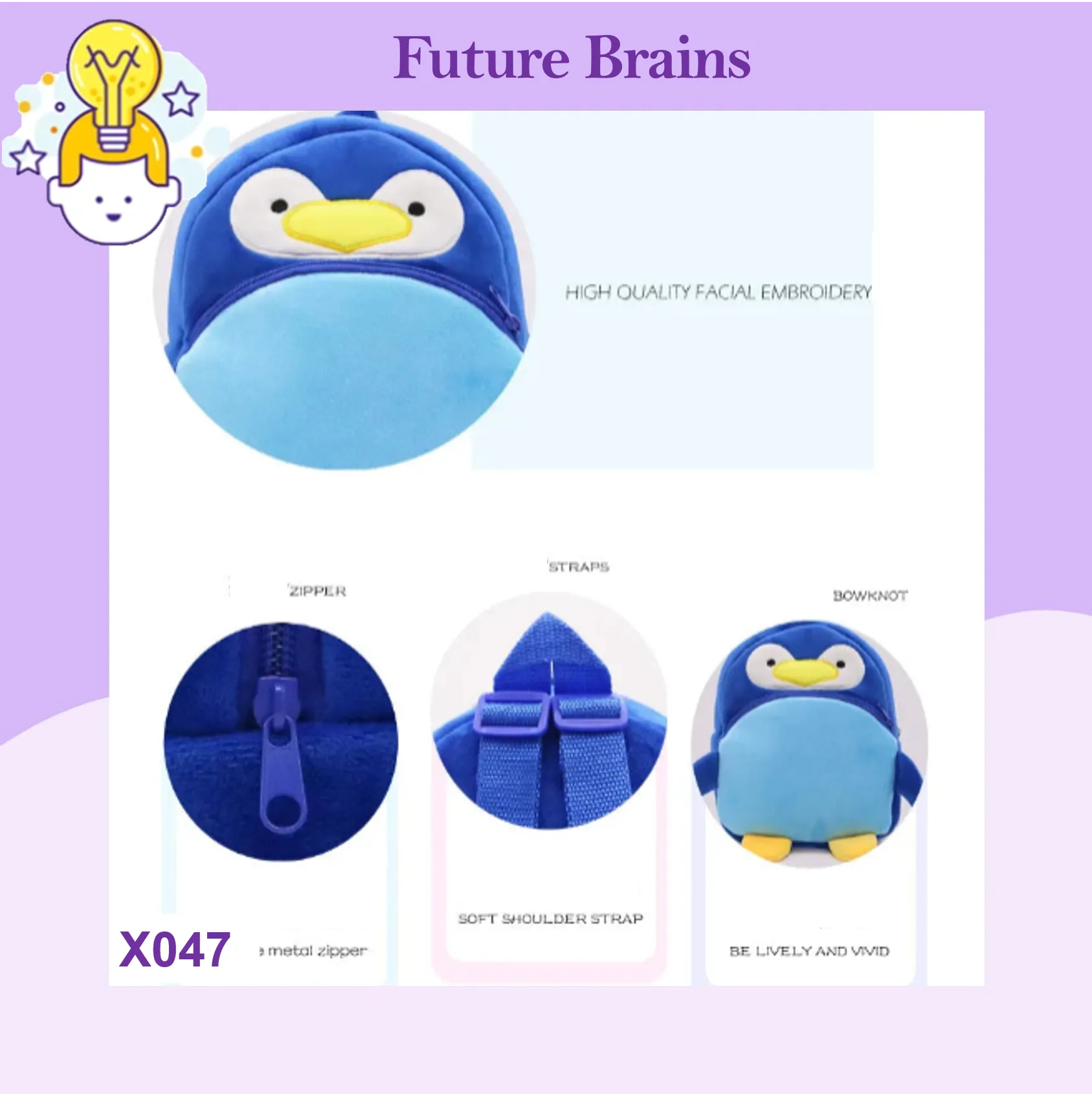 X047 - Animals cartoon backpacks 26 x 24 cm