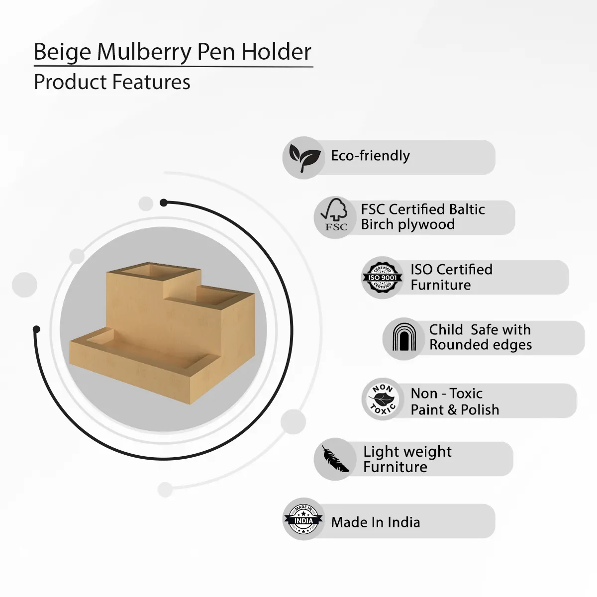 X&Y Beige Mulberry Pen Holder
