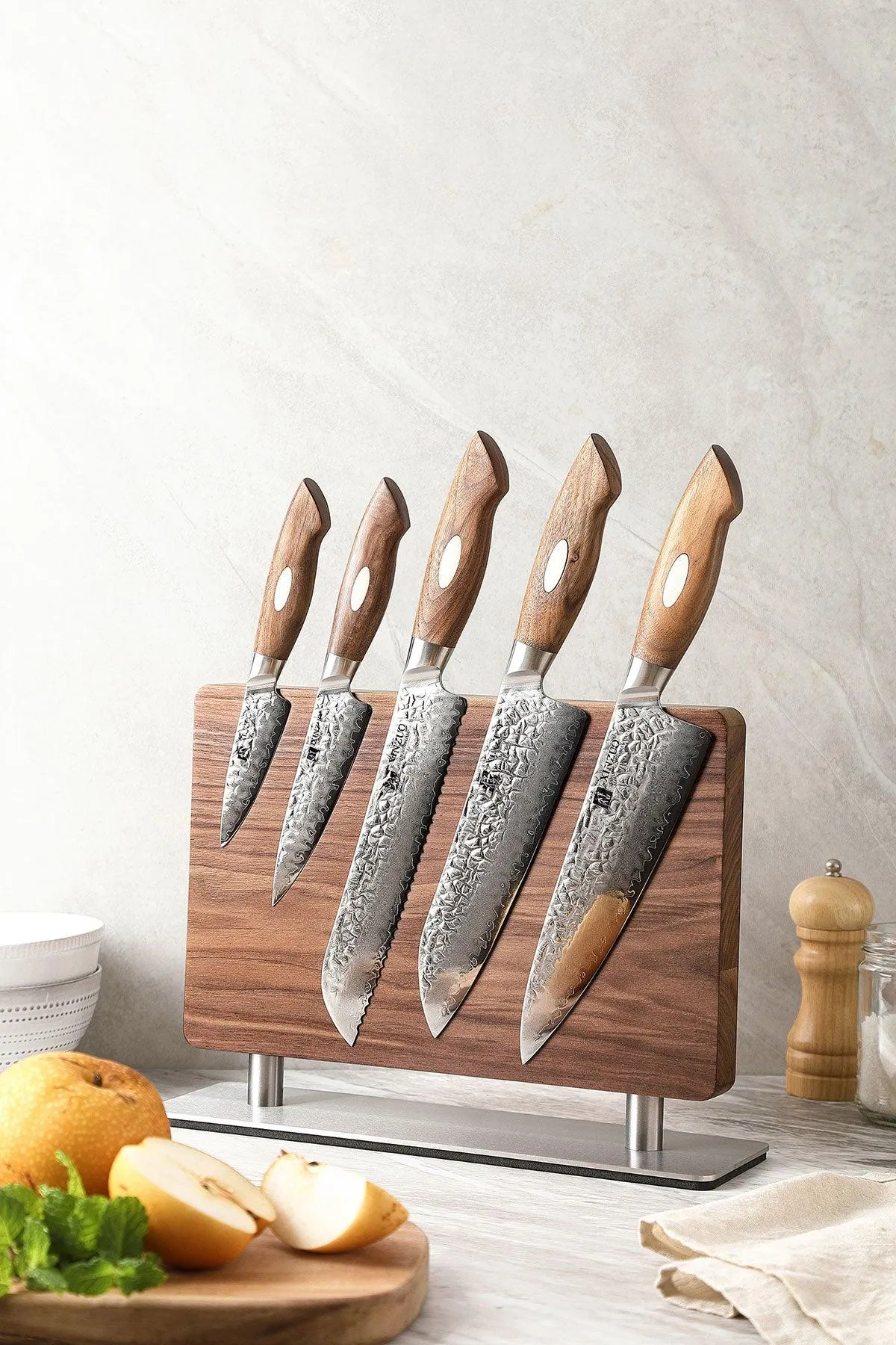 Xinzuo Walnut Magnetic Knife holder-Knife Display Stand-Magnets Both Sides